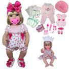 Boneca Bebê Reborn Enxoval Completo Loira + DUAS TROCAS