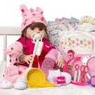 Boneca Bebê Reborn Girafa Linda 25 Itens Bolsa Maternidade