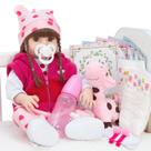 Boneca Bebê Reborn Girafinha Menina Silicone 48cm Olhos Cast