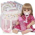Boneca Bebê Reborn Laura 46cm Toda de Vinil + Enxoval Bolsa Boneca Bebê Reborn Laura 46cm Toda de Vinil + Enxoval Bolsa
