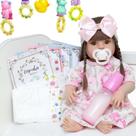 Boneca Bebê Reborn Laura 52cm Toda de Silicone + Acessórios