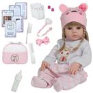 Boneca Bebê Reborn Loira Linda Enxoval Completo 20 Itens