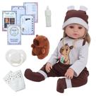 Boneca Bebê Reborn Menina Loira Roupa Capivara + Acessórios