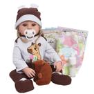 Boneca Bebê Reborn Menina Loira Roupa Capivara + Acessórios