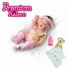 Boneca Bebê Reborn Menina Realista e Naninha Dormir Urso