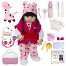 Boneca Bebê Reborn Morena Girafa 25 Itens Bolsa Maternidade