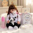 Boneca Bebê Reborn Panda Menina Cabelo Castanho
