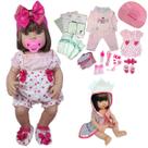 Boneca Bebê Reborn Pode Dar Banho Enxoval + DUAS TROCAS