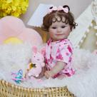 Boneca Bebê Reborn Realista Brastoy Original 48 cm Silicone Kit Conjunto de Roupa Mamadeira Chupeta Certidão Fralda e Pelúcia