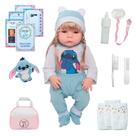 Boneca Bebê Reborn Realista Olhos Castanhos Stitch Bolsa