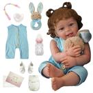 Boneca Bebê Reborn Realista Silicone Conjunto de Roupa Chupeta Mamadeira e Pelúcia