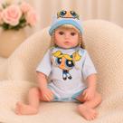Boneca Bebê Reborn Realista Silicone Kit Conjunto de Roupa Chupeta Mamadeira e Chaveiro Menina