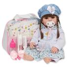 Boneca Bebe Reborn Realista Vestido Azul Enxoval Completo