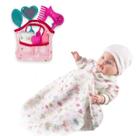 Boneca Bebê Rose Ring Com Mantinha + Bolsa Maternidade Luxo