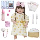 Boneca Bebe Tipo Reborn Olhos Castanhos Princesa + Itens