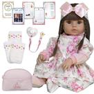 Boneca Bebe Tipo Reborn Realista Silicone Com Vários Itens