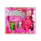 Boneca bella com kit de unhas cilios vestidos e acessorios