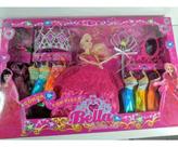 Boneca Bella Fashion Doll C/ Coroa 8 Vestidos E Acessórios - Bella