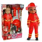 Boneca Bombeira Com Cachoro e Acessorios Negra