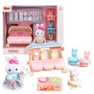 Boneca Casinha Coelhos Carrinho De Trigêmeos Infantil Menina
