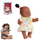 Boneca Coleção Milkinha Negra 20cm Fofinha Corpo Vinil Bebe