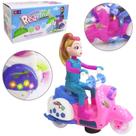 Boneca com triciclo som e luz a pilha na caixa bate e volta beautiful.