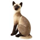 Boneca de brinquedo de pelúcia, gato siamês realista de 26 cm com olhos azuis