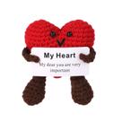 Boneca de brinquedo tricotada, fio de lã de crochê Positive Heart com cartão