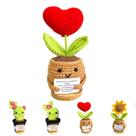 Boneca de crochê de cacto de apoio emocional com cartão positivo