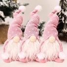 Boneca de pano de Papai Noel com gnomo de Natal feita à mão, 3 peças