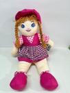 Boneca de Pano Grande Vestido Xadrez Pink 60cm