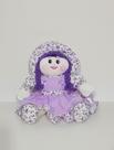 Boneca De Pano Laurinha Pelúcia Lilás Floral 41cm
