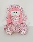 Boneca De Pano Nanda Pelúcia Rosa Floral 41 cm