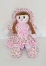 Boneca De Pano Tamara Pelúcia Tecido Rosa Floral 56cm