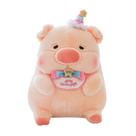 Boneca de pelúcia Cartoon Lulu Pig 40 cm com chapéu de festa e babador