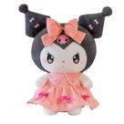 Boneca de pelúcia Kuromi rosa com faixa de caveira de 30 cm