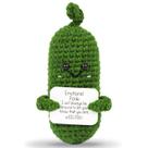Boneca de pepino de crochê feita à mão em conserva emocional com cartão