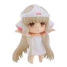 Boneca de PVC, cabelo loiro fofo, laço rosa, estilo anime, 10 cm