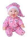 Boneca em Vinil Baby Fofura Com Touca e Pijama Roupa Tecido