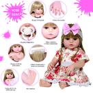 Boneca Estilo Bebê Reborn Completa Menina Loira Cabelo Longo