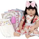 Boneca Estilo Bebê Reborn Real Baby Alive Menina Morena 52cm