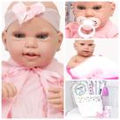 Boneca Estilo Reborn Menina Lara 43cm Recem Nascida Enxoval