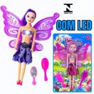 Boneca Fada Encantada 15cm com Asas LED + Acessórios de Beleza