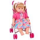 Boneca Fala Larissa Loira 48cm Educativa Frases + Carrinho