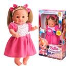 Boneca Falabella Loira Interativa Com Som Vestido Floral E Laço Rosa Articulado Para Meninas 34 Cm
