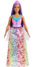 Boneca fashion Barbie Dreamtopia Royal com corpo curvilíneo e cabelo roxo
