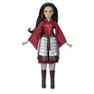 Boneca fashion Disney Mulan com armadura de saia, sapatos, calças e blusa