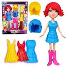 Boneca Fashion Troca De Cabelo Roupa Sapato Acessórios 11pçs
