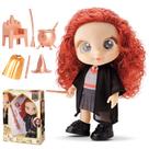 Boneca Feiticiera Fantasia Infantil Estilo Escola De Magia Com Capa De Bruxa Caldeirão E Chapéu