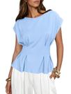 Boneca feminina de verão Peplum Tops Cicy Bell, azul claro